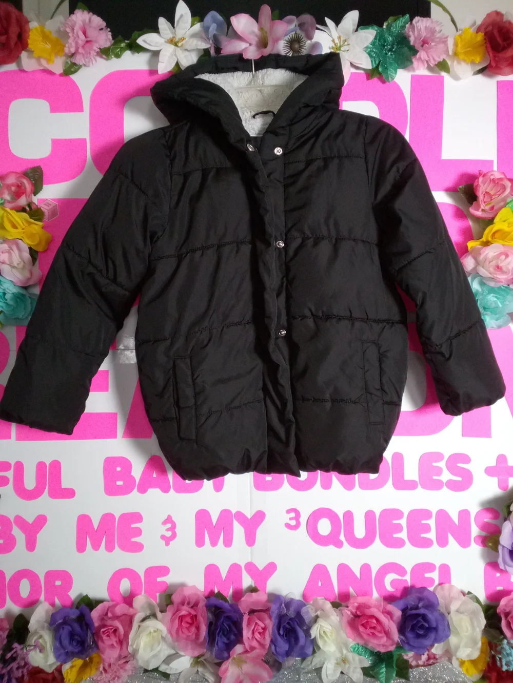 Old Navy Black Hooded Puffer Jacket for Kids